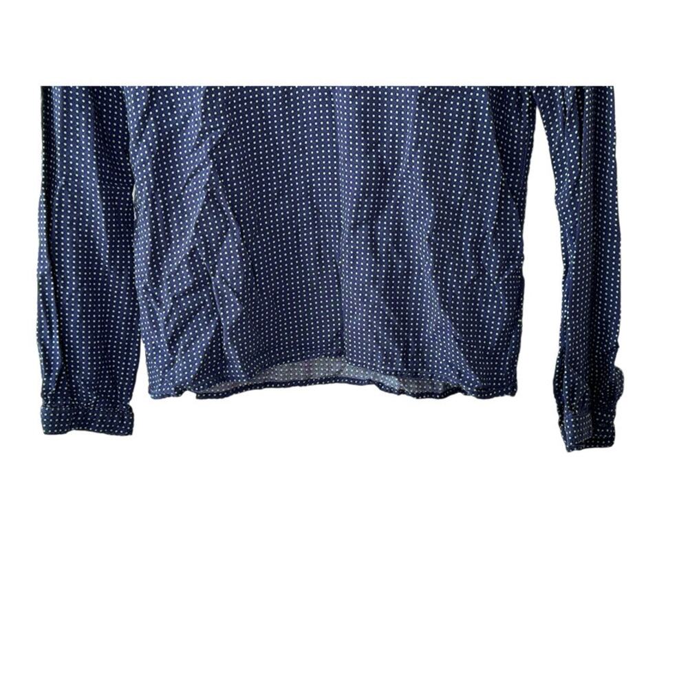 Tommy Hilfiger Navy Blue & Green Polka Dot V-Neckline Long Sleeve Top Sz Small - Picture 7 of 7